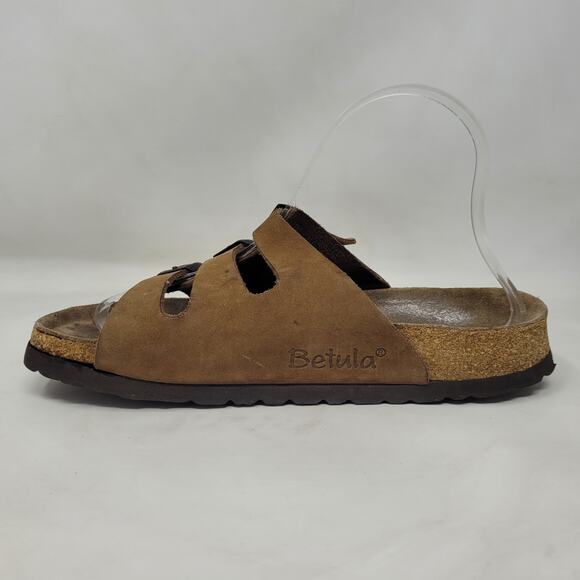 Birkenstock Betula Sandals Womens EU40 US6 Brown Nubuck Triple Straps Buckles - Picture 7 of 14